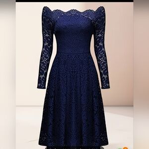 Blue Lace dress knee length 2X